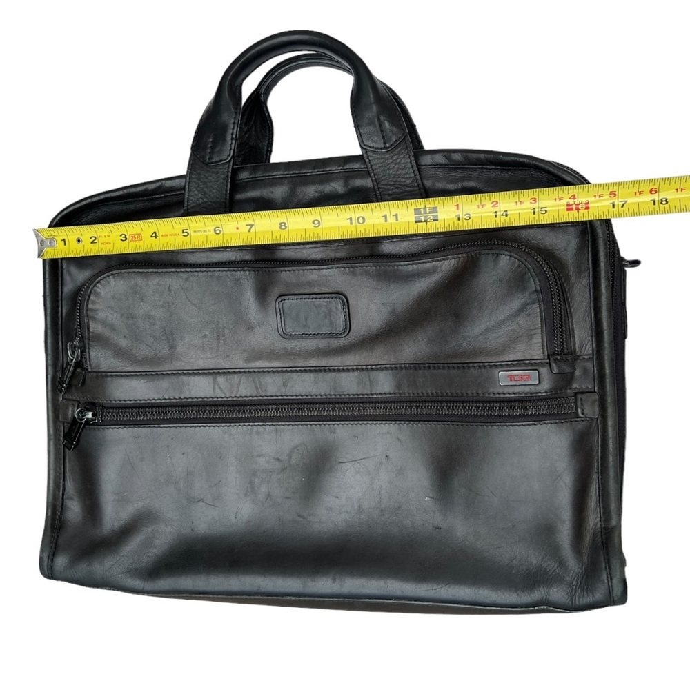 Tumi 96111DH ALPHA Slim Large Screen Black Leather Portfolio Briefcase Laptop - Picture 12 of 16
